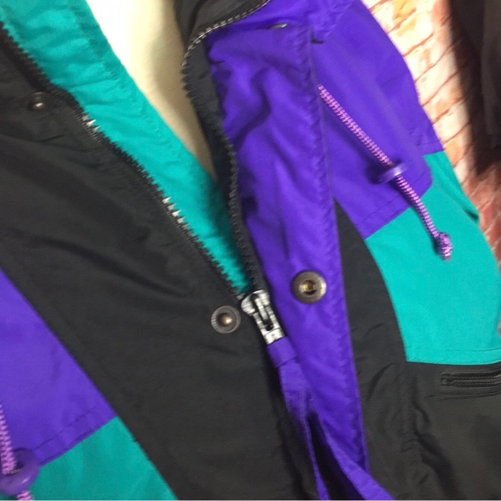 Vintage 90s Columbia Radial Sleeve Color block Half Zip Windbreaker Jacket - Picture 5 of 10